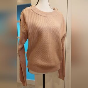 Guess Women's Blush Ribbed Crew Neck Sweater